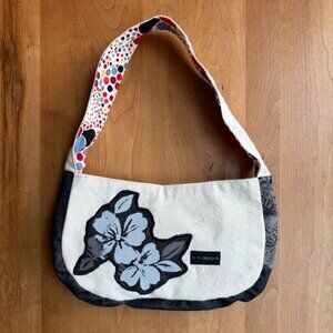 Small Handcrafted Shoulder Bag with Denim Applique
